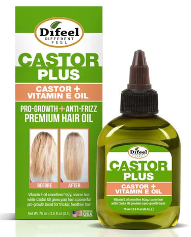 DIFEEL 99% Natural Premium Castor Plus Vitamin E Hair Oil (2.5oz)